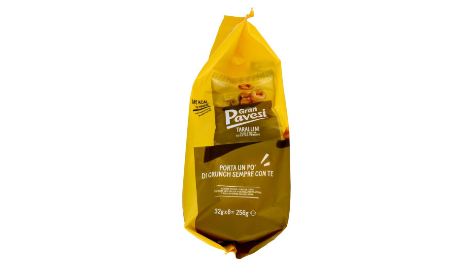 Gran Pavesi Snack Tarallini Olio Di Oliva Ed Extra Vergine, Senza Olio Di Palma, 8 Pacchetti 256g