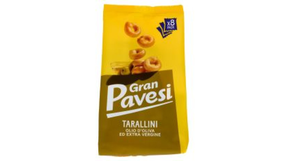 Gran Pavesi Snack Tarallini Olio Di Oliva Ed Extra Vergine, Senza Olio Di Palma, 8 Pacchetti 256g