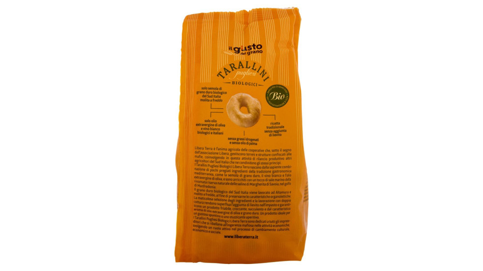 Libera Terra Il Giusto Gusto Del Grano Tarallini Pugliesi Biologici Di Semola Di Grano Duro 250 G