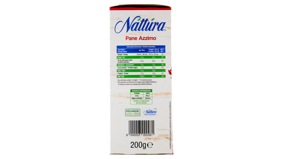 Náttúra Pane Azzimo Senza Lievito 200 G