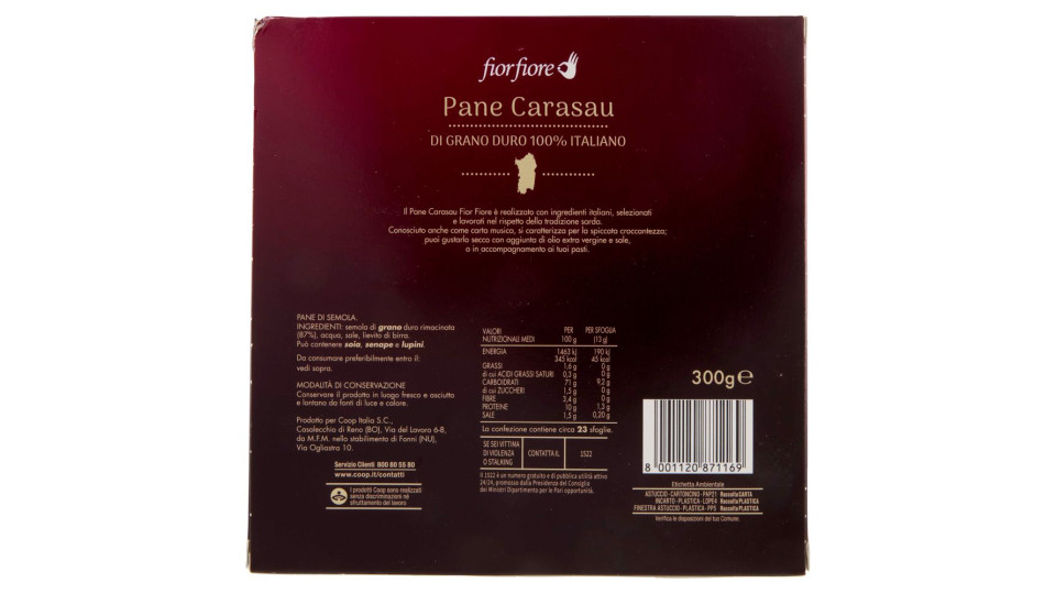 Pane Carasau Di Grano Duro 100% Italiano 300 G