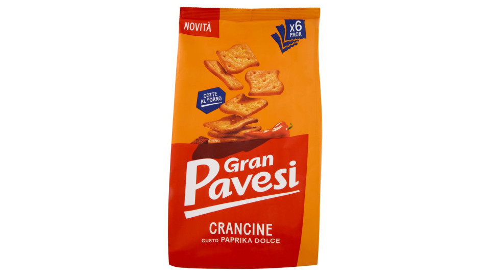 Gran Pavesi Crancine Gusto Paprika Dolce Snack Cotte Al Forno 6 Pacchetti 180g