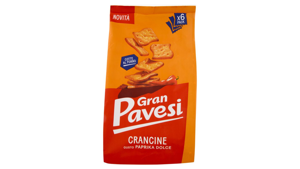 Gran Pavesi Crancine Gusto Paprika Dolce Snack Cotte Al Forno 6 Pacchetti 180g