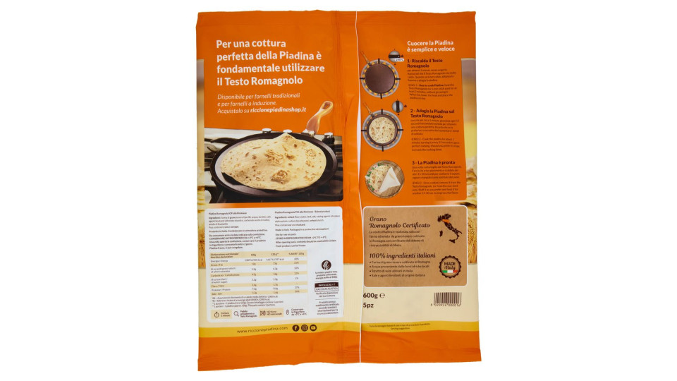 Riccionepiadina Piadina Romagnola Igp Alla Riminese 5 Pz 600 G