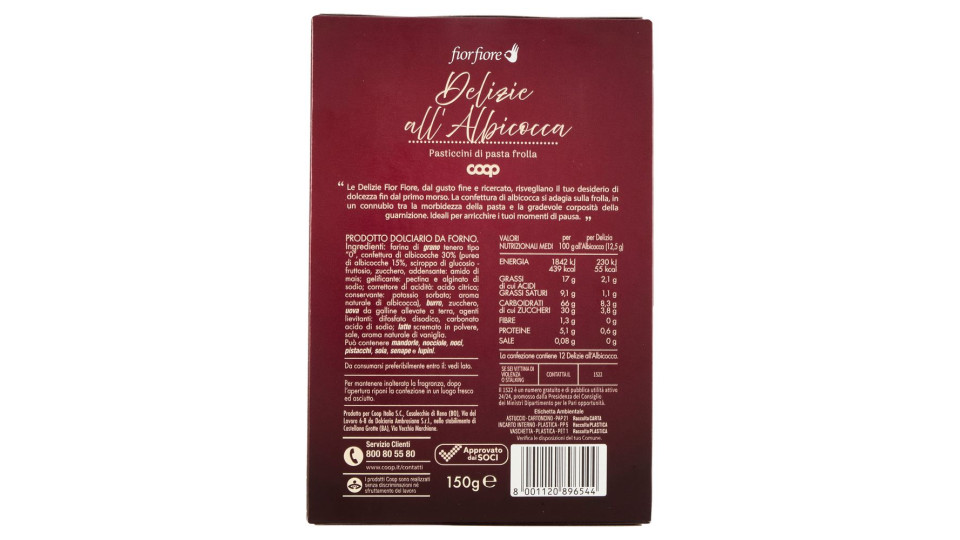 Delizie All'albicocca Pasticcini Di Pasta Frolla 150 G