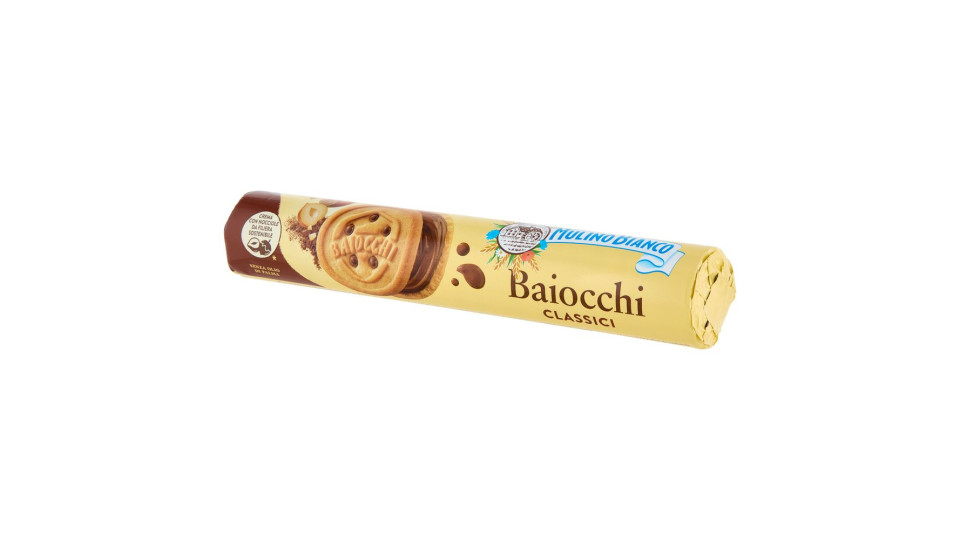 Mulino Bianco Baiocchi Biscotti Snack Farciti Con Crema Alla Nocciola E Cacao 168g