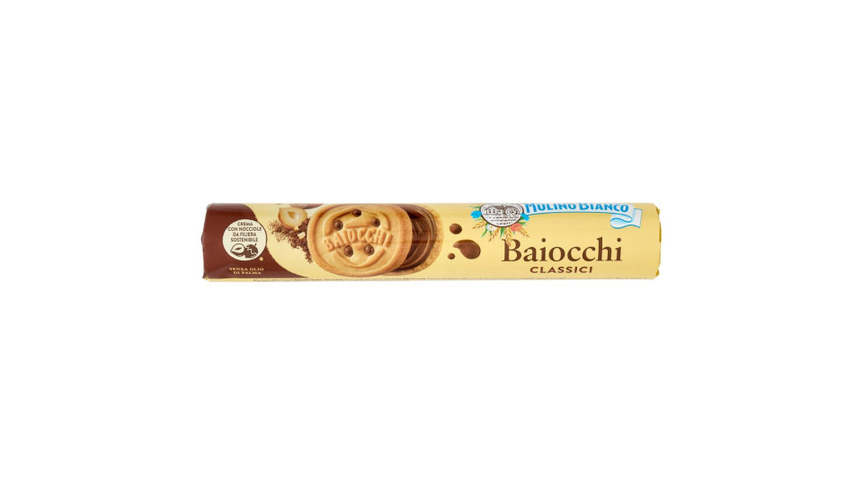 Mulino Bianco Baiocchi Biscotti Snack Farciti Con Crema Alla Nocciola E Cacao 168g
