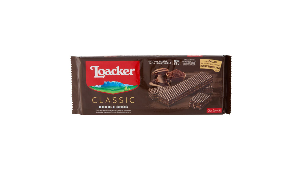 Loacker Classic Double Choc Wafer Al Cacao Dell'ecuador Con Crema Al Cioccolato Wafers 175g