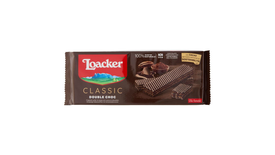 Loacker Classic Double Choc Wafer Al Cacao Dell'ecuador Con Crema Al Cioccolato Wafers 175g