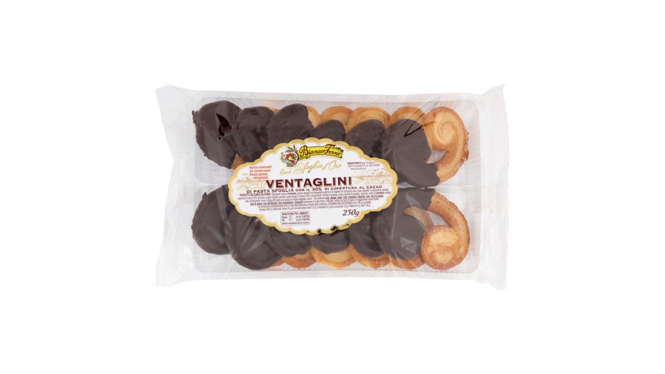Biancoforno Linea Sfoglia D'oro Ventaglini Di Pasta Sfoglia Con Il 30% Di Copertura Al Cacao 230 G