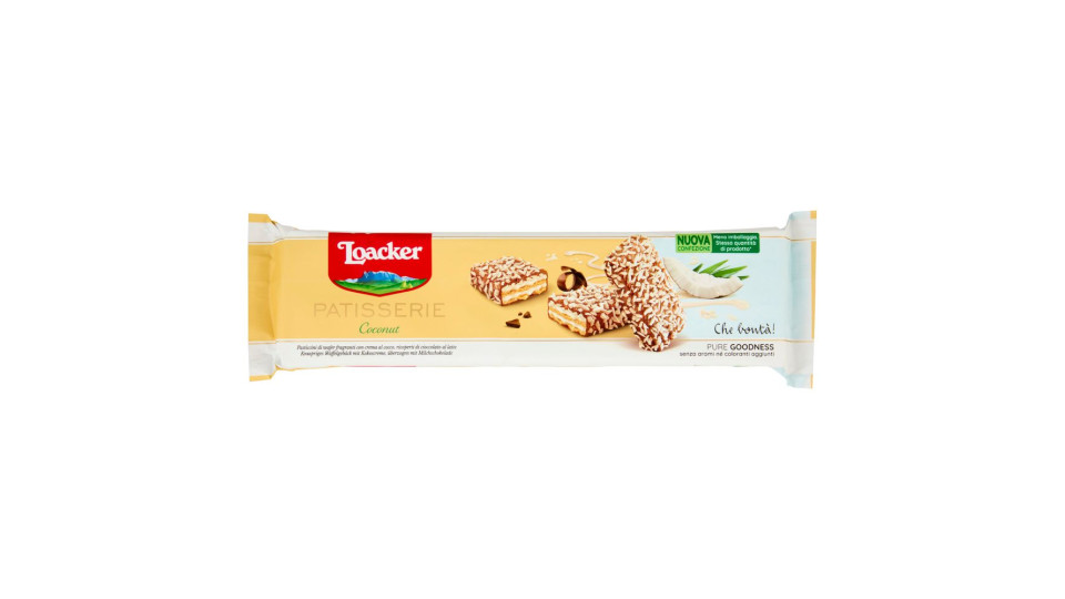 Loacker Patisserie Coconut Wafer Con Crema Al Cocco Ricoperti Di Cioccolato Latte Wafers 100g