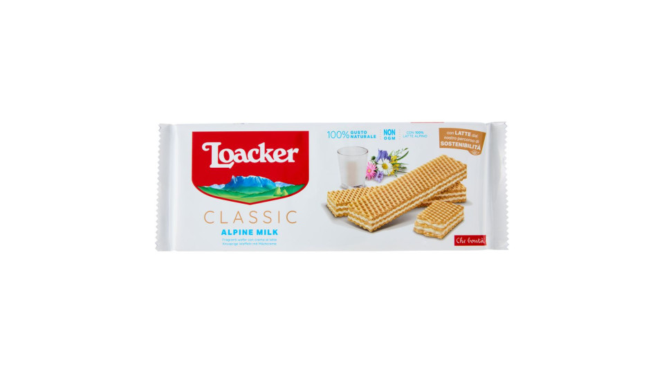 Loacker Classic Alpine Milk Wafer Con Crema Al Latte Alpino Non Ogm Wafers 175g