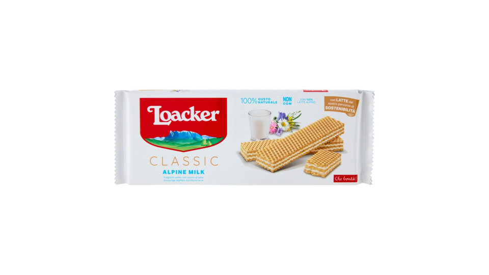 Loacker Classic Alpine Milk Wafer Con Crema Al Latte Alpino Non Ogm Wafers 175g