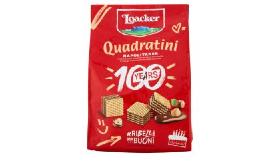 Loacker Quadratini Napolitaner Wafer Con Crema Alle Nocciole 100% Italiane Wafers 250 G