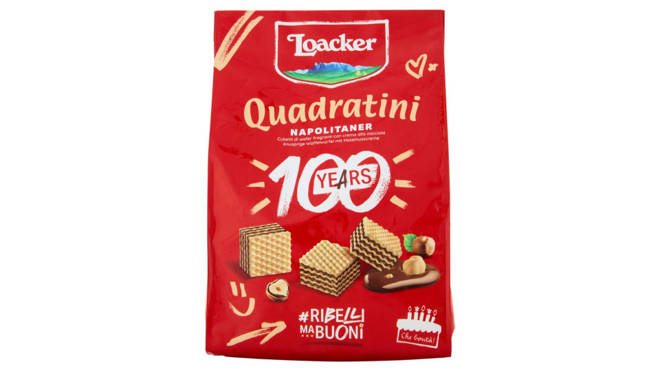 Loacker Quadratini Napolitaner Wafer Con Crema Alle Nocciole 100% Italiane Wafers 250 G