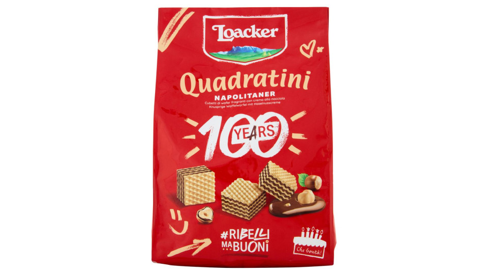 Loacker Quadratini Napolitaner Wafer Con Crema Alle Nocciole 100% Italiane Wafers 250 G