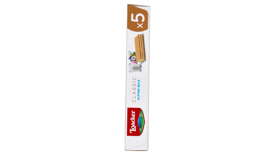 Loacker Classic Alpine Milk Wafer Con Crema Al Latte Alpino Non Ogm Wafers 45gx5