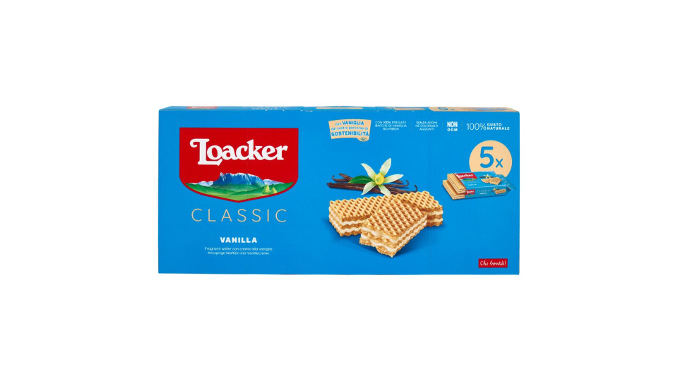 Loacker Classic Vanilla Wafer Con Crema Alla Vaniglia Bourbon Del Madagascar Wafers 45gx5