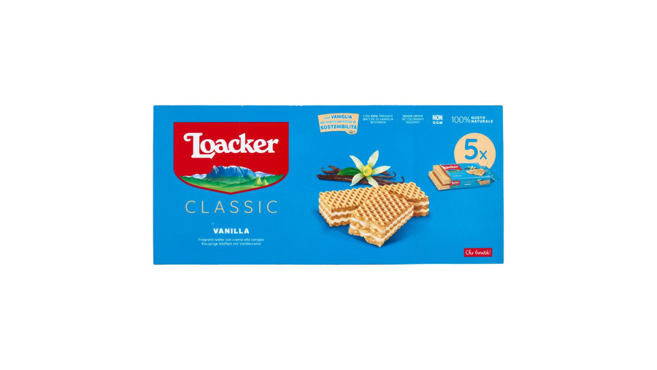 Loacker Classic Vanilla Wafer Con Crema Alla Vaniglia Bourbon Del Madagascar Wafers 45gx5