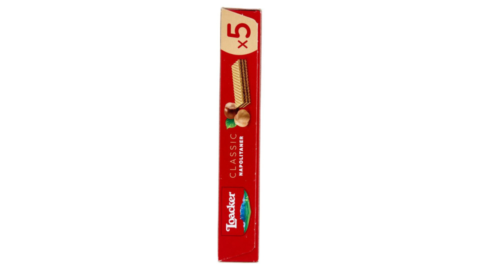 Loacker Classic Napolitaner Wafer Con Crema Alle Nocciole 100% Italiane Wafers 45gx5