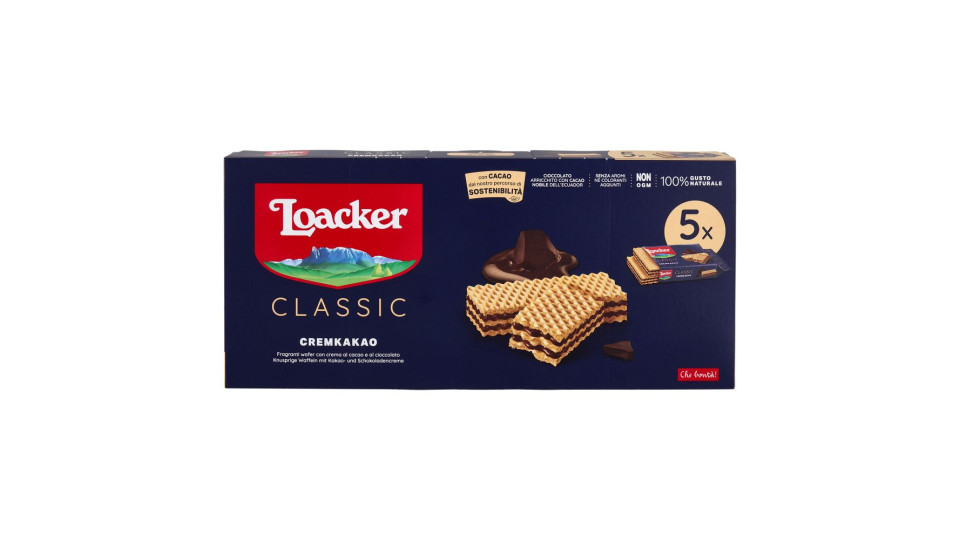 Loacker Classic Cremkakao Wafer Con Crema Al Cioccolato E Cacao Nobile Dell'ecuador Wafers 45gx5