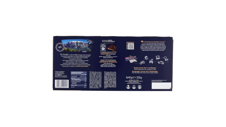 Loacker Classic Cremkakao Wafer Con Crema Al Cioccolato E Cacao Nobile Dell'ecuador Wafers 45gx5