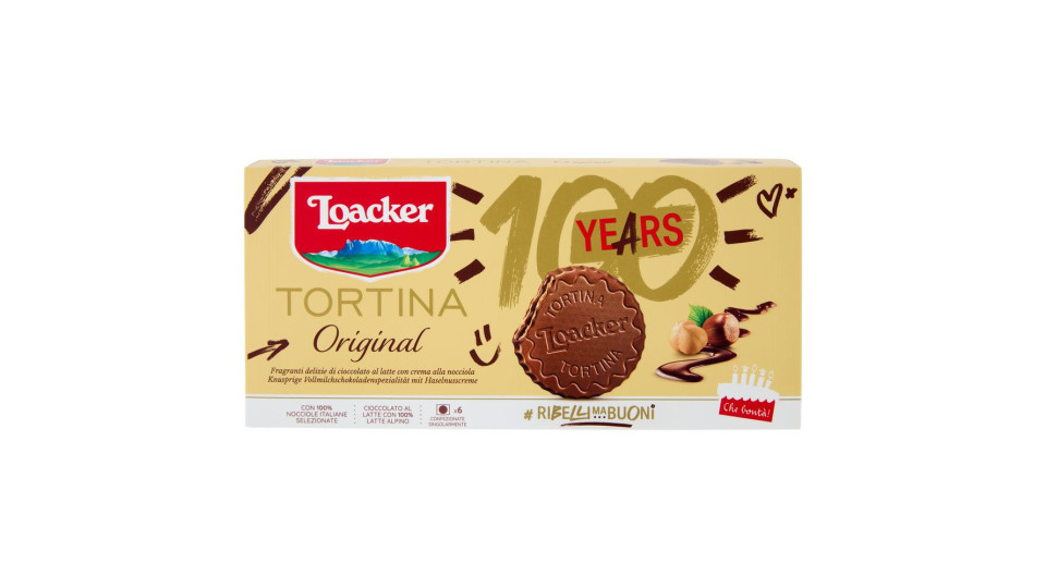 Loacker Tortina Original Wafer Ricoperto Di Cioccolato Al Latte Con Crema Di Nocciole Italiane 21gx6