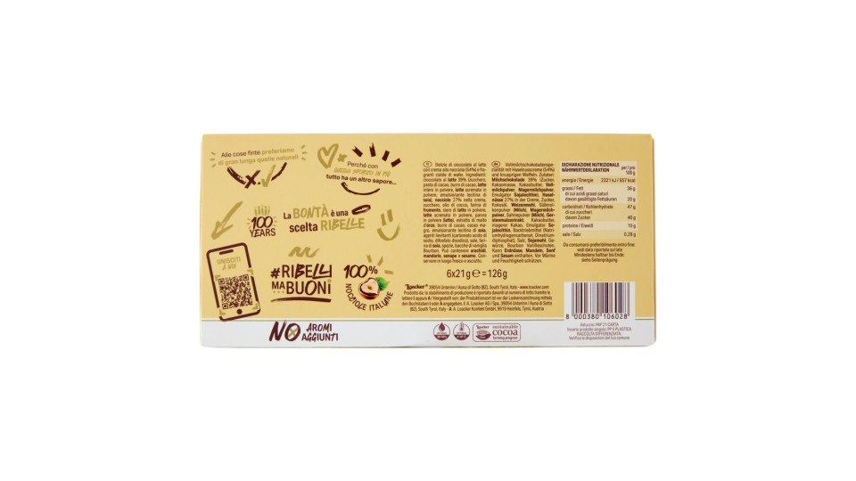Loacker Tortina Original Wafer Ricoperto Di Cioccolato Al Latte Con Crema Di Nocciole Italiane 21gx6