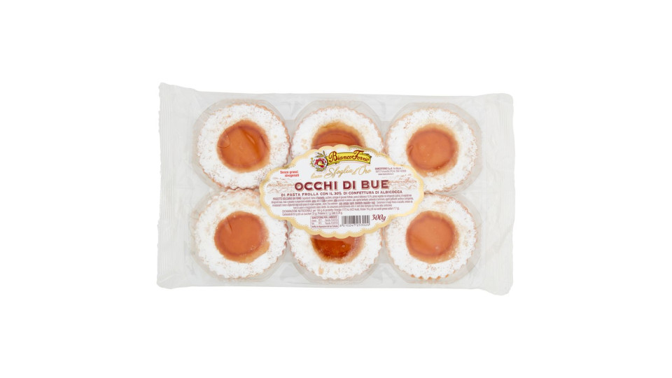 Biancoforno Linea Sfoglia D'oro Occhi Di Bue Di Pasta Frolla Con 30% Di Confettura Di Albicocca 300g