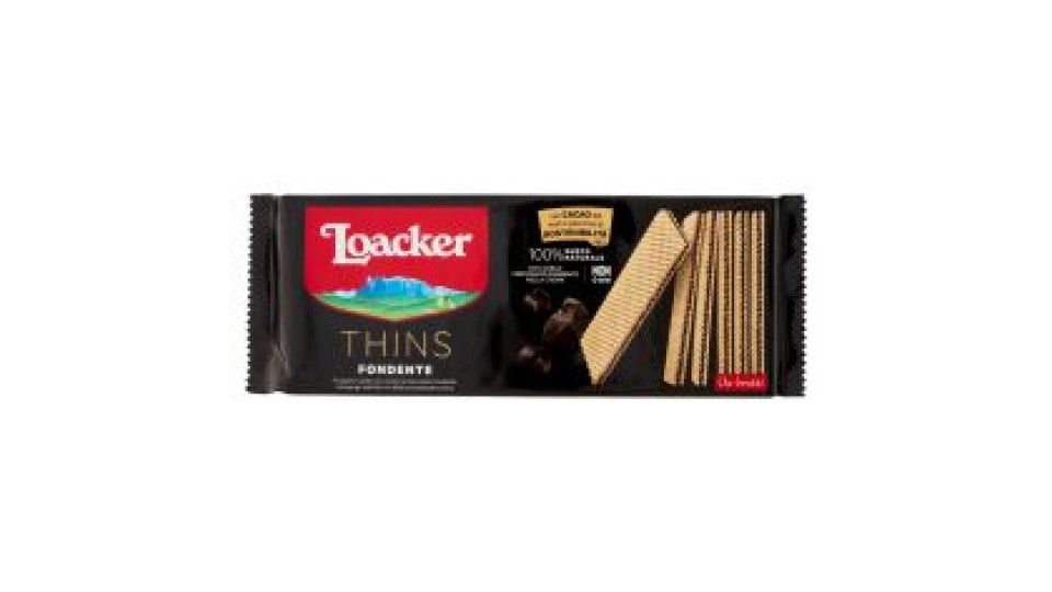 Loacker Thins Fondente Wafer Con Crema Al Cioccolato Fondente Wafers 150g