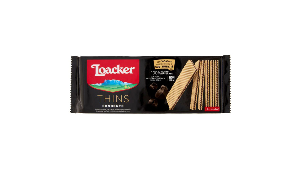 Loacker Thins Fondente Wafer Con Crema Al Cioccolato Fondente Wafers 150g