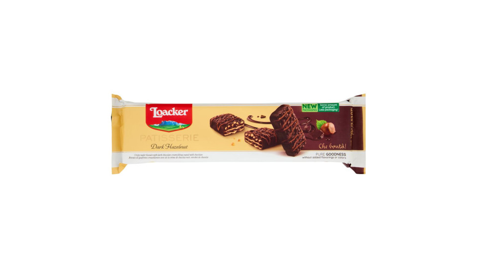 Loacker Patisserie Fondente Nocciolato Wafer Ricoperto Cioccolato Fondente Con Crema Cioccolato 100g