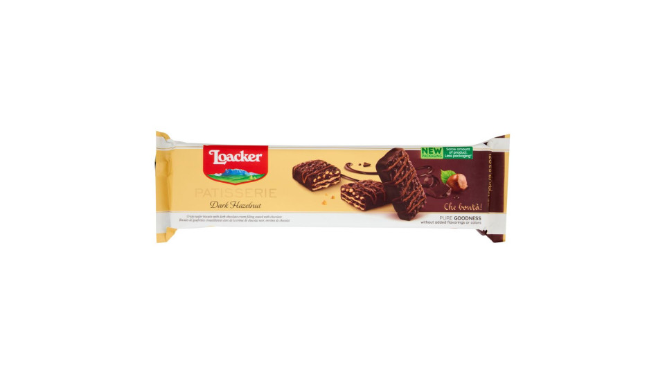 Loacker Patisserie Fondente Nocciolato Wafer Ricoperto Cioccolato Fondente Con Crema Cioccolato 100g