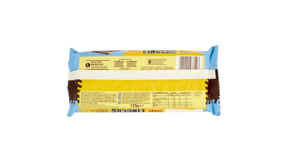 Choco Fingers Ricoperti Di Cioccolato Al Latte 125 G