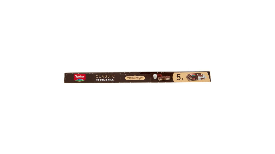 Loacker Classic Cocoa & Milk Wafer Al Cacao Con Crema Al Latte 100% Alpino Wafers 45gx5