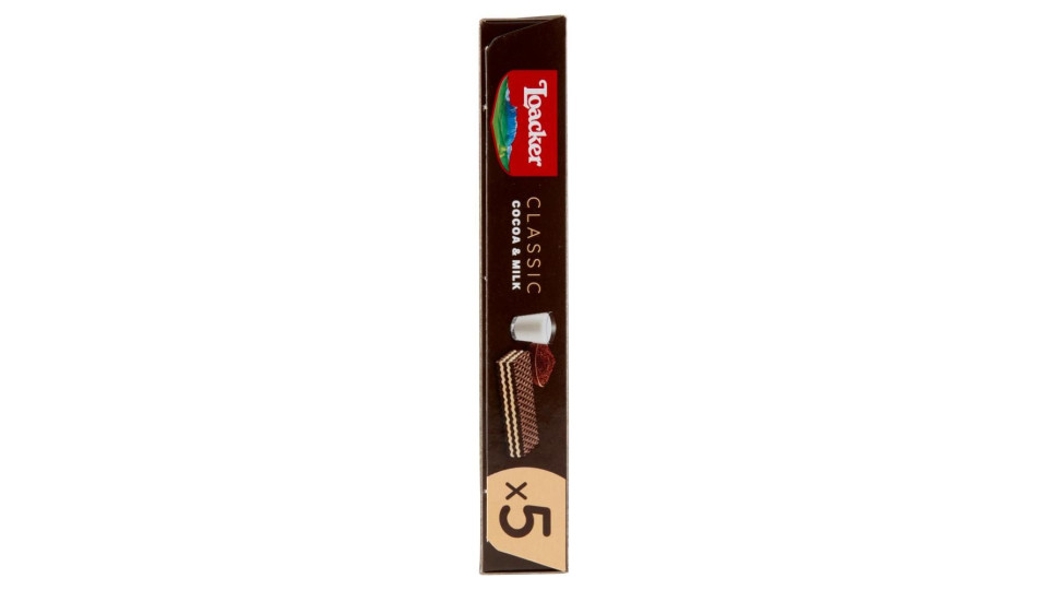 Loacker Classic Cocoa & Milk Wafer Al Cacao Con Crema Al Latte 100% Alpino Wafers 45gx5