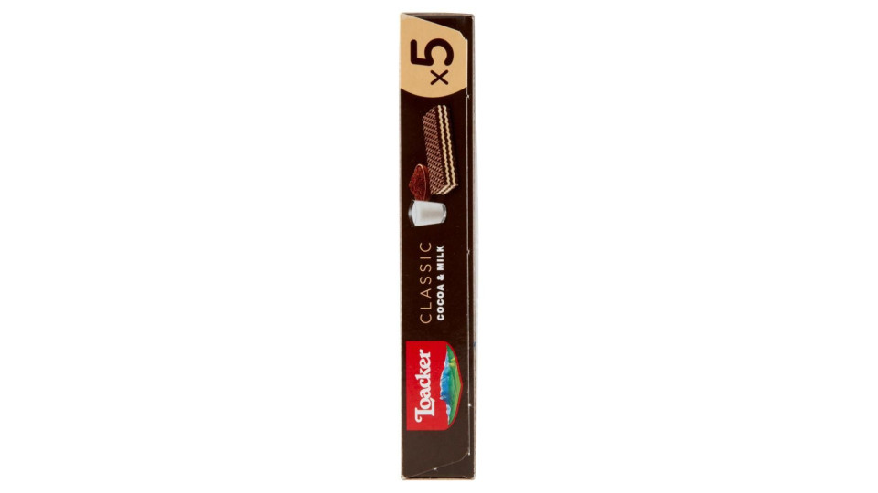 Loacker Classic Cocoa & Milk Wafer Al Cacao Con Crema Al Latte 100% Alpino Wafers 45gx5