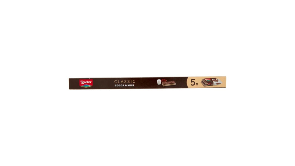 Loacker Classic Cocoa & Milk Wafer Al Cacao Con Crema Al Latte 100% Alpino Wafers 45gx5