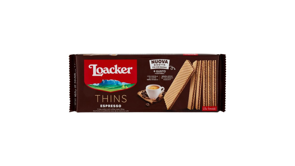 Loacker Wafer Thins Espresso Con Crema Al Caffè, Miscela 100% Arabica Wafers 150g