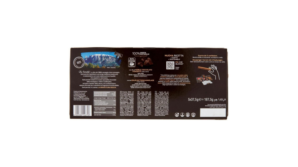 Loacker Thins Dark Chocolate Wafer Con Crema Al Cioccolato Fondente Wafers 37,5gx5