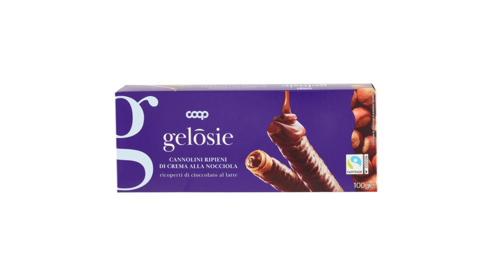 Cannolini Ripieni Di Crema Alla Nocciola Ricoperti Di Cioccolato Al Latte 100 G