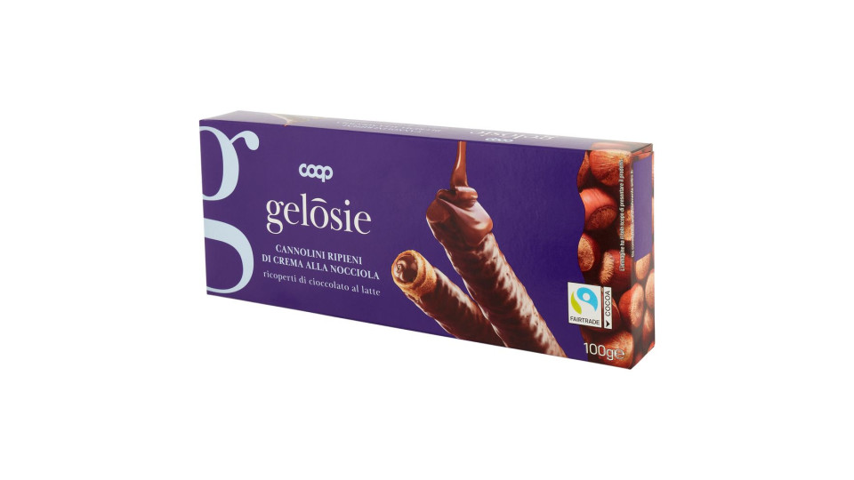 Cannolini Ripieni Di Crema Alla Nocciola Ricoperti Di Cioccolato Al Latte 100 G