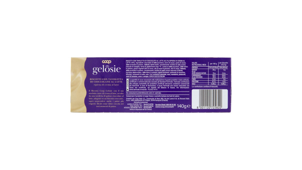 Biscotti Con Tavoletta Di Cioccolato Al Latte Ripiena Di Crema Al Latte 140 G