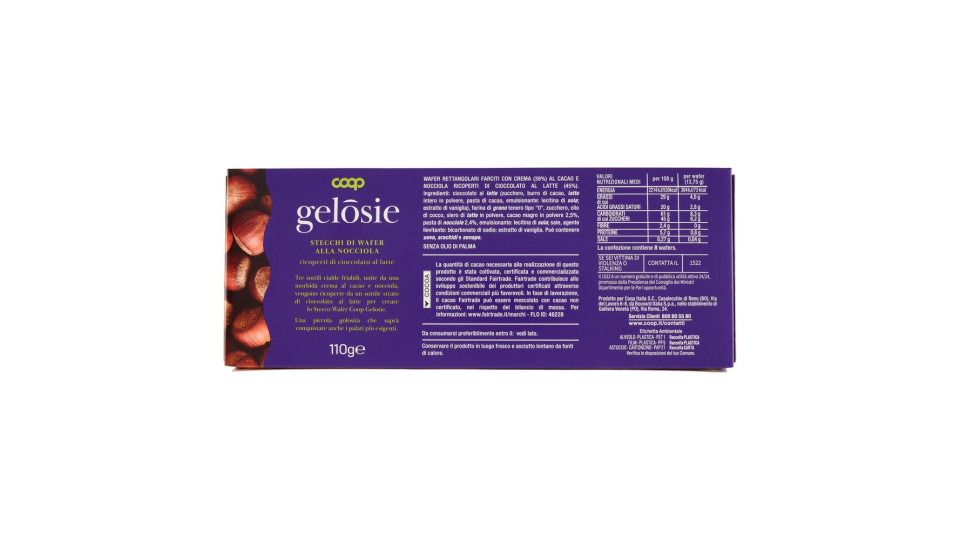 Stecchi Di Wafer Alla Nocciola Ricoperti Di Cioccolato Al Latte 110 G