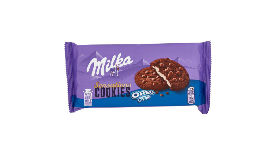 Milka Cookies Sensation Oreo, Cookies Ripieni Di Crema Oreo - 156g
