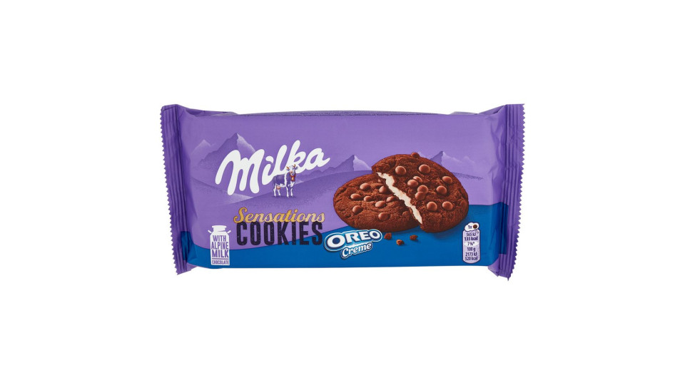 Milka Cookies Sensation Oreo, Cookies Ripieni Di Crema Oreo - 156g