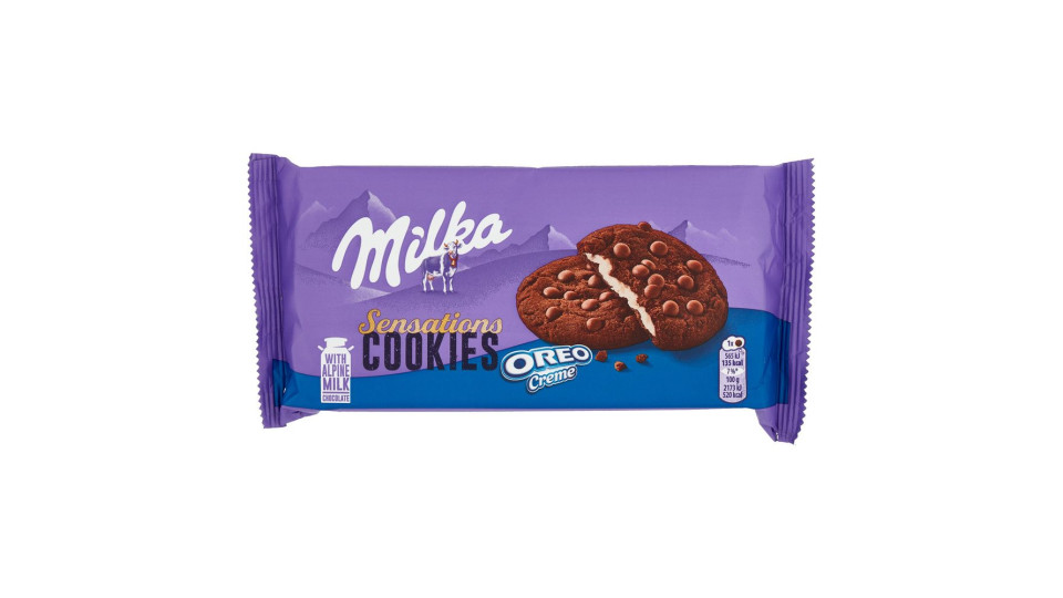 Milka Cookies Sensation Oreo, Cookies Ripieni Di Crema Oreo - 156g