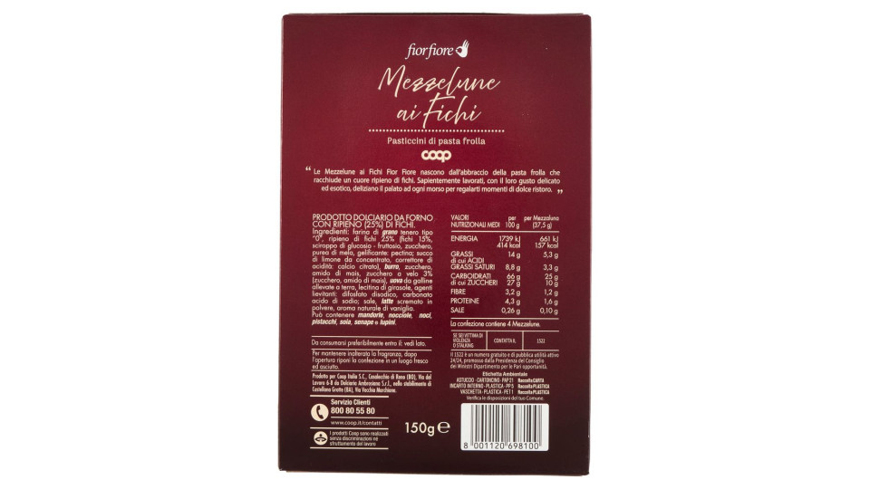 Mezzelune Ai Fichi Pasticcini Di Pasta Frolla 150 G