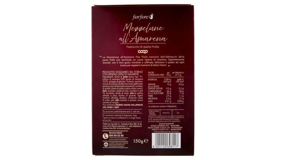Mezzelune All'amarena Pasticcini Di Pasta Frolla 150 G