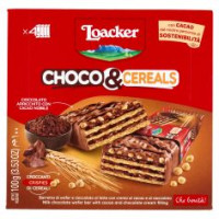 Loacker Choco & Cereals Barrette Di Wafer E Cioccolato Al Latte Con Crema Al Cioccolato 25gx4